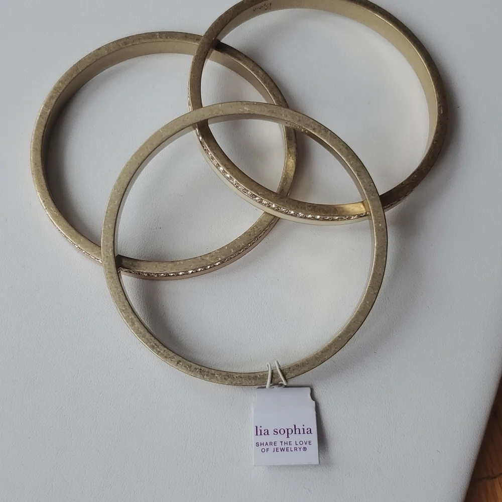 Lia Sophia Trio Bangle Bracelet Set NWT
